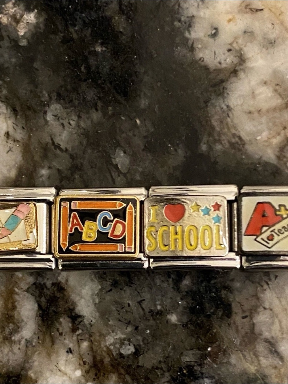 Italian Charm Bracelet w/Teacher Theme Charms